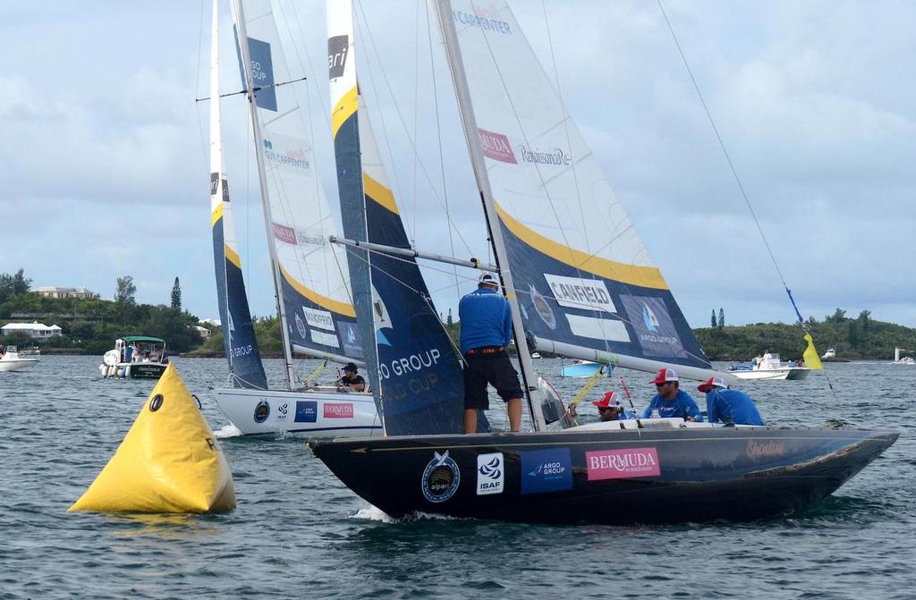 Taylor Canfield (ISV) USone defeated Adam Minoprio (NZL) Team Alpari FX in the petite finals of the Argo Group Gold Cup sailed at the Royal Bermuda Yacht Club in Hamilton, Bermuda © Talbot Wilson